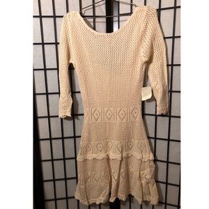 Crochet long sleeve mini dress